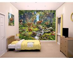 Walltastic Tiere des Waldes, Tapete, Wandbild, Papier, Multi 8 x 10 ft