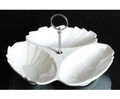 3er Snackschale Schale aus Porzellan verchromte Griff Konfektschale Ø ca. 26 cm