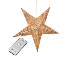 Holzstern mit Fernbedienung 40cm LED beleuchteter Stern Weihnachts Fenster Deko