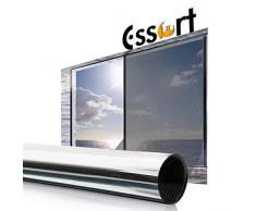Essort Sonnenschutz Spiegelfolie Fensterfolie Selbsthaftend Blickdicht, Folie für Sonnenschutz Fenster Außen und Innen, Sonnenschutzfolie für Schlafzimmer Badezimmer UV-Schutz Silber 60 x 200 cm …