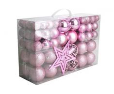 Geschenkestadl 1725S 100 Weihnachtskugeln und Baumspitze Stern (Rosa)