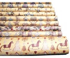Premium Weihnachts Geschenkpapier Weihnachten Weihnachtspapier Recycling Papier 10 Rollen Natur Geschenkverpackung für Weihnachten Kraftpapier (Beige)