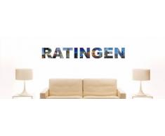 INDIGOS UG - WANDTATTOO / Wandsticker / Wandaufkleber / Aufkleber farbige Wandschrift Städtename Ratingen mit Sehenswürdigkeiten 80 x 10 cm Länge