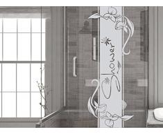 Graz Design 980200_30 Glasdekor Fensterfolie Duschkabine für Badezimmer Spruch Blumen Shower (GröÃe=79x30cm)