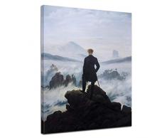 Wandbild Caspar David Friedrich Der Wanderer über dem Nebelmeer - 50x70cm hochkant - Romantik Malerei Landschaftsmalerei Bild