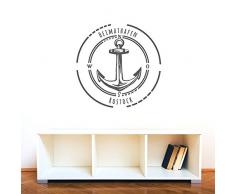 ilka parey wandtattoo-welt® Wandtattoo Wandbild Wandaufkleber Wandsticker Aufkleber Sticker Heimathafen Rostock mit Anker im Kreis M2078 - ausgewählte Farbe: *silber* ausgewählte Größe: *M - 35cm breit x 35cm hoch*