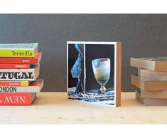 altes Weinglas Stilleben handmade Foto auf Holz 13x13 Holzbild Wandbild Holzdeko Dekoration Geschenk für ihn Geschenkidee