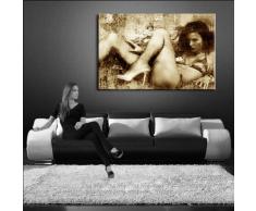 Bild auf LEINWAND AKT EROTIK GIRL abstrakt verschiedene Größen wählbar!!! gerahmt fertig auf HOLZRAHMEN Kunstdruck Wandbild auf Rahmen günstiger als Ölbild Gemälde/Poster/Plakat/kein Poster oder Plakat (100x70cm sephia)