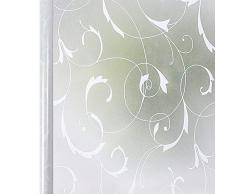 Homein Fensterfolie Sichtschutzfolie Milchglasfolie Selbstklebend Sichtschutz Folie Fenster Blickdicht Dekorfolie für Bad Deko Duschkabine Badfenster Duschwand UV Schutz Blumen Ranke 90 x 200 cm