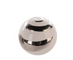 Lifestyle & More Moderne Deko Kugel weiß/Silber aus Keramik Durchmesser 15 cm