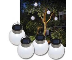 DbKW 4er Set LED Solar-Leuchtkugeln, Solarleuchte, Solar-Kugel, Solar-Laterne, Hängeleuchte, Ø 13cm Weiß…