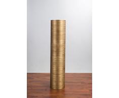 Leewadee Große Bodenvase für Dekozweige hohe Standvase Design Holzvase 90 cm, Mangoholz, Gold