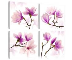 murando - Bilder Blumen 40x40 cm - Vlies Leinwandbild - 4 Teilig - Kunstdruck - Modern - Wandbilder XXL - Wanddekoration - Design - Wand Bild - Magnolien Weiß Lila b-A-0259-b-k