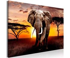 decomonkey | Mega XXXL Bilder Afrika Elefant | Wandbild Leinwand 160x80 cm Selbstmontage DIY Einteiliger XXL Kunstdruck zum aufhängen | Landschaft Sonnenuntergang