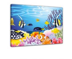 Bilderdepot24 Keilrahmenbild - Kinderbild - Leben im Meer - Cartoon - Bild auf Leinwand - 120x90 cm 1 teilig - Leinwandbilder - Wandbild