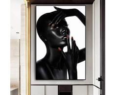 Poster Schwarzafrikanischer Akt Woma Und Rote Nägel, Ölgemälde Auf Leinwand Cuadros Poster Und Drucke, Wandkunst Bild Für Wohnzimmer 8X10Inch(20X50Cm)