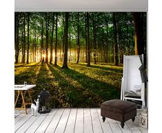 decomonkey Fototapete Wald 350x256 cm Tapete Wandbild Bild Fototapeten Tapeten Wandtapete Landschaft Baum Natur
