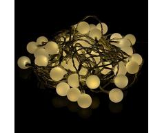 Nipach GmbH LED Partylichterkette Partybeleuchtung Lichterkette für Weihnachten Hochzeit – 50 Leuchtkugeln mit Trafo – innen & außen – warm-weiß Ø 2,5 cm