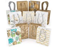 Arteza Geschenktüten, 24 x 17.8 x 8.6cm groß, 18 Tüten in 2 Farben mit 9 verschiedenen Designs, 2 Papiertüten in jedem Stil, für Feiertage, Graduierungen, Geburtstagsfeiern