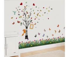 Walplus Wand Sticker Schmetterling Gras Bilderrahmen Abnehmbare Selbstklebend Wandkunst Aufkleber Vinyl Heim Dekoration DIY Wohnzimmer Schlafzimmer Büro Dekor Tapete Kinderzimmer Geschenk, Mehrfarbig