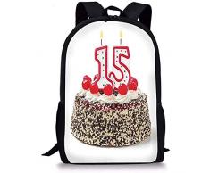 Mei-shop Schultaschen Dekorationen zum 15. GeburtstagSchokoladenkirschkuchen mit Zahlenkerzen Surpise Party ThemeMulticolor