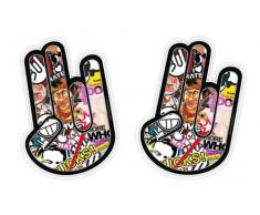 2x The Shocker Hand SPIEGEL Sticker - AUßENSPIEGEL Tuning Aufkleber - DUB DUBWAY