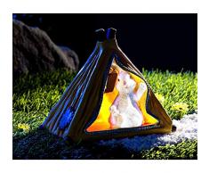 Solar LeuchteHase im Zelt, Garten Balkon Terrasse Dekofigur, wetterfest