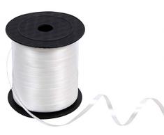 Alsino Geschenkband Geschenkbänder Ringelband Deko Luftballons Schnur Schleifenband Kräuselband Polyband Satinband 5mm für Geschenke und Verpackungen ca. 230 Meter, Weiß
