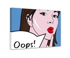 Wandbild - Pop-Art Oops Frau - Bild auf Leinwand - 80x60 cm 1 teilig - Leinwandbilder - Urban & Graphic - Andy Warhol - Retro - Comic