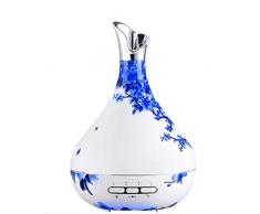 Luftbefeuchter,Ultraschall Luftbefeuchter300ml Ultraschall Luftbefeuchter Automatische Sensor blau diffuse weiße Porzellanvase ätherisches Öl Aromaöl mit LED-Heißlicht
