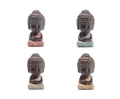VORCOOL 4 Stücke Mini Buddha Fengshui Figur Tee Tray Teezeremonie Zubehör Auto Ornament Tischdeko(Zufällige Kleidungsfarbe)