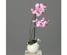 Orchidee in Kugelvase Keramik Kunstpflanze 2 Rispen pink 55cm