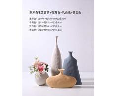 Nordische Kreative Ornamente Keramik Blumendekoration Vase Einfache Moderne Wohnzimmer Home Tv-Schrank Blumendekoration-Runde Kugel Blume + Keramikvase (Aprikosengelb + Milchweiß + Grün Blau)