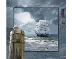 Artland Poster oder Leinwand-Bild fertig aufgespannt auf Keilrahmen mit Motiv Mausopardia Maritime Collage mit Segelschiff Fahrzeuge Boote & Schiffe Digitale Kunst Blau