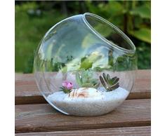 Kicode Klare Runde Glasvase Hängende Flasche Terrarium Hydroponic Container Home Tisch Hochzeit Garten Dekor 15cm