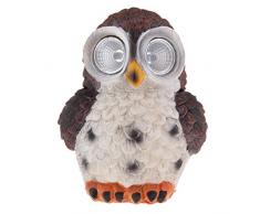 FLAMEER Süße Eule Gartenfigur Gartenbeleuchtung Solarlampe Dekoeule, 6 × 11 × 12,5 cm - Warmweiß