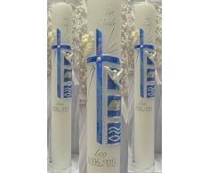 Taufkerze Kommunionkerze Junge Mädchen 300/50 mm T-466 inkl. Beschriftung