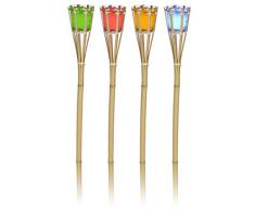 4x Bambus Gartenfackel 77 cm - LED Duftkerze - Bambus Fackel Party Beleuchtung