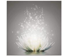 Artland Glasbilder Wandbild Glas Bild einteilig 40x40 cm Quadratisch Natur Botanik Blumen Lotusblume Seerose Abstrakt Glitzer Kunst S7FD