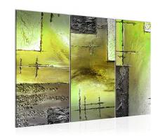 Bilder Abstrakt Wandbild 120 x 80 cm Vlies - Leinwand Bild XXL Format Wandbilder Wohnzimmer Wohnung Deko Kunstdrucke Grün 3 Teilig - MADE IN GERMANY - Fertig zum Aufhängen 100931c