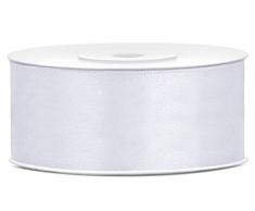 Partydeko 25m x 25mm Satinband Geschenkband Schleifenband Dekoband Satin Band (Weiß)