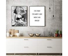 OLGKJ Frauen in der Küche Plakate und Kunstdrucke Moderne Fotografie Wand Bilder Leinwand Bild Zitat Bild Wanddekoration 50X70cmX2 Kein Rahmen