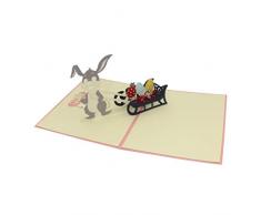 Amosfun 1 Stück Grußkarten Stereoskopischen Ostern Faltbare Kaninchen Karte Segen Karten Partei Liefert Grußkarte für Freunde