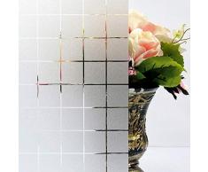 TTMOW Fensterfolie Selbsthaftend Blickdicht, Selbstklebend Sichtschutzfolie Fenster, Milchglasfolie Statische Fensterfolien Für Zuhause Badzimmer oder Büro (Karo, 60 x 200 cm)