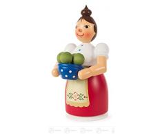 Rauchfrau mit Schürze und Klößen Höhe = 17cm NEU Erzgebirge Rauchfigur Räuchermann