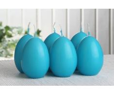 6x Eikerzen, klein, ca. 6 x 4,5 cm, türkis/petrol