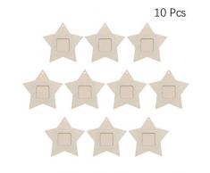 Supvox Holz Mini fünfzackigen Stern Form Bilderrahmen Hängen Anhänger für Zuhause 10 Stücke
