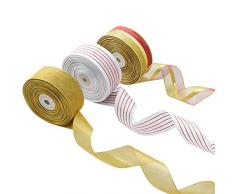 Pywee 3 Rollen Satinbänder Double Face Satinbänder für Geschenkverpackungen DIY Crafts Arts