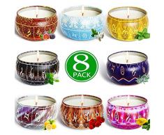 AMAYGA Aroma Kerzen,8 Stück SojaWachs Duftkerzen Geschenk Set,Aromatherapie-Kerze,Duftkerze Natürliches Aromen von Rose Zitrone Labendel für Weihnachten,Geburtstag