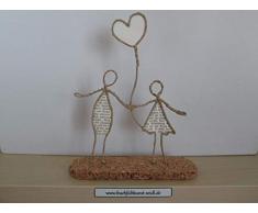 DrahtfigurenPaar mit Herzballon, personalisierbar/individualisierbar, als Geschenk, z.B. für Geburtstag/Hochzeit/Valentinstag/Jahrestag/Weihnachten, oder als Dekoration, ca. 20 cm
